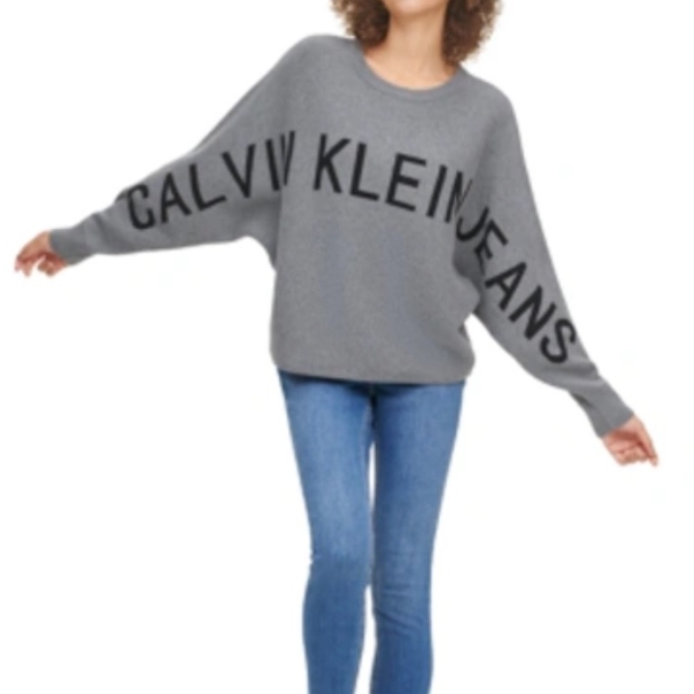 Calvin Klein Jeans Knit Cotton Traveling Logo Sweater